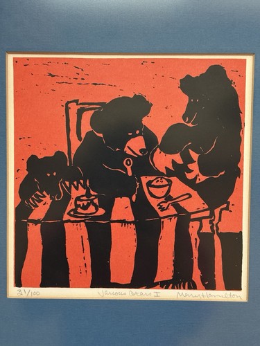 Mary hamilton linocut art - hamilton,
